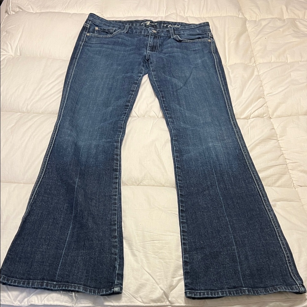 7 For All Mankind Long Dark Blue Flare Jeans A Pocket